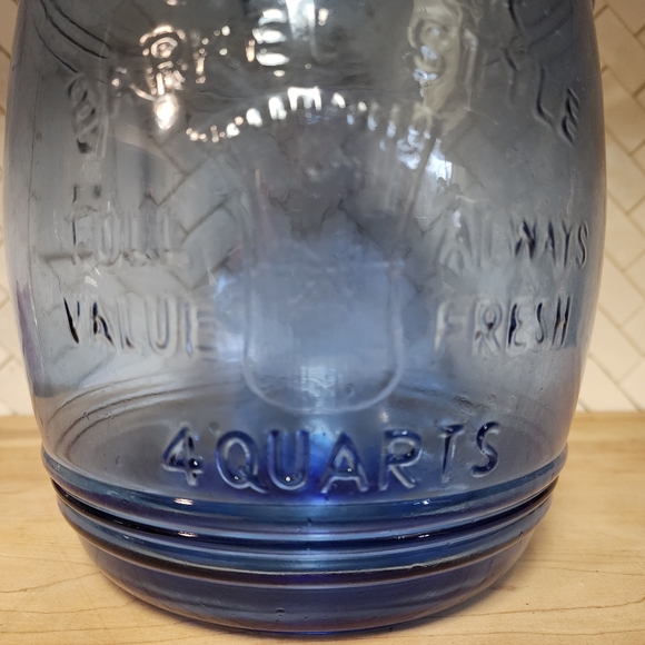 Cobalt Blue Cracker Barrel Style Glass Canister Jar 4 QT Cookies Flour Sugar - Picture 3 of 5